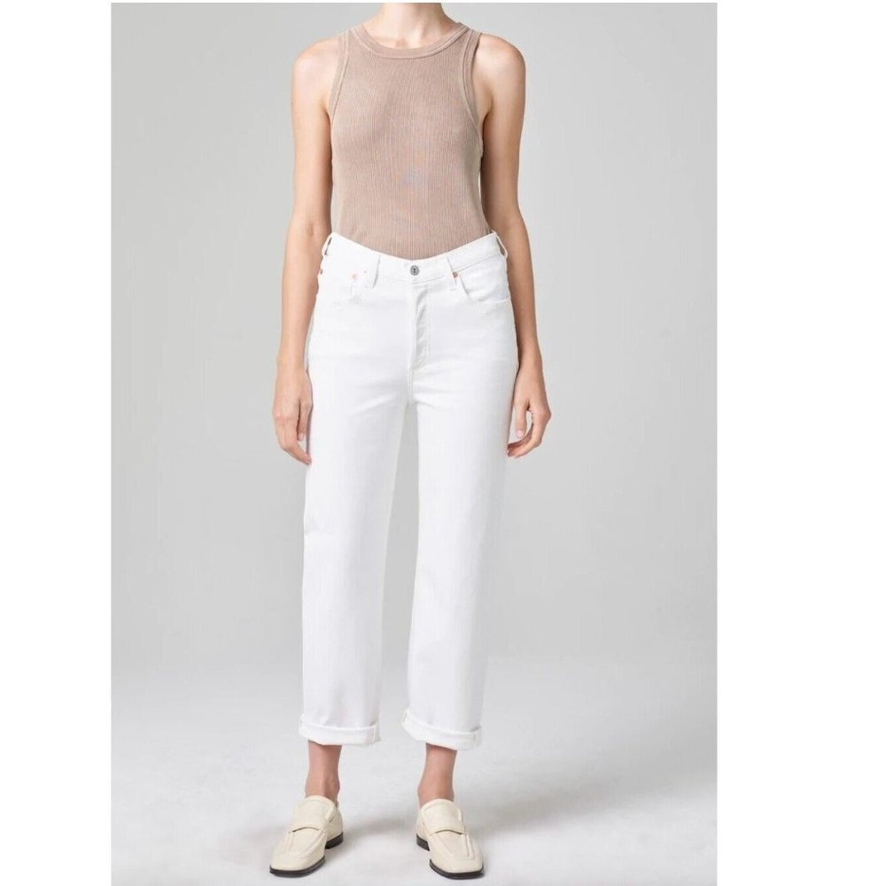 NEW Citizens Of Humanity White Dylan Rolled Crop Slim Fit Jeans Hereafter P2769